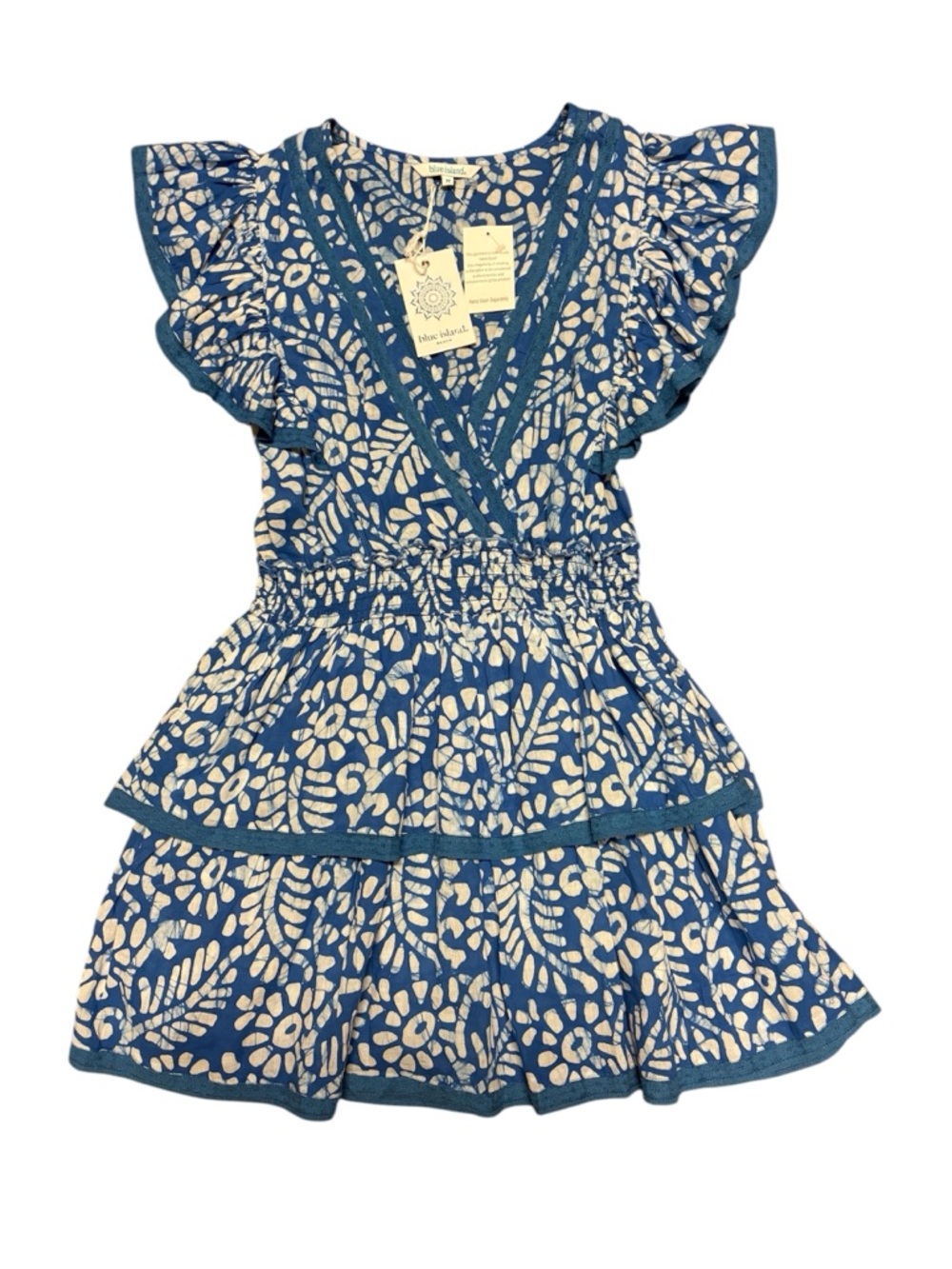 💙 Blue Island 💙 - NWT Blue and White Hand-Dyed dress / beach coverup - M